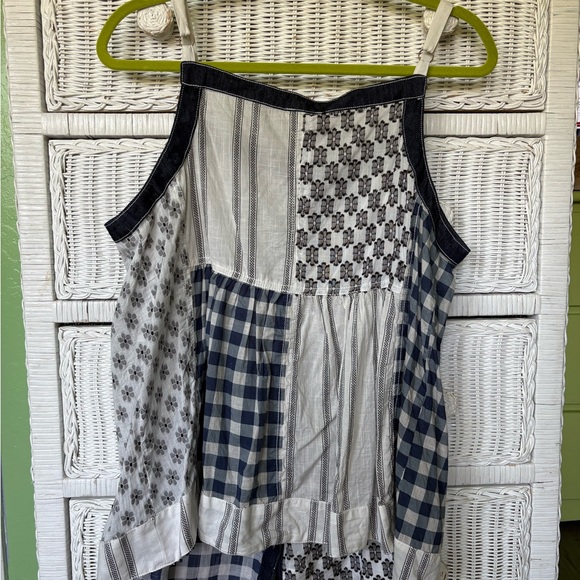 Pilcro Navy and White Patchwork Button-Front Camisole - Picture 4 of 4